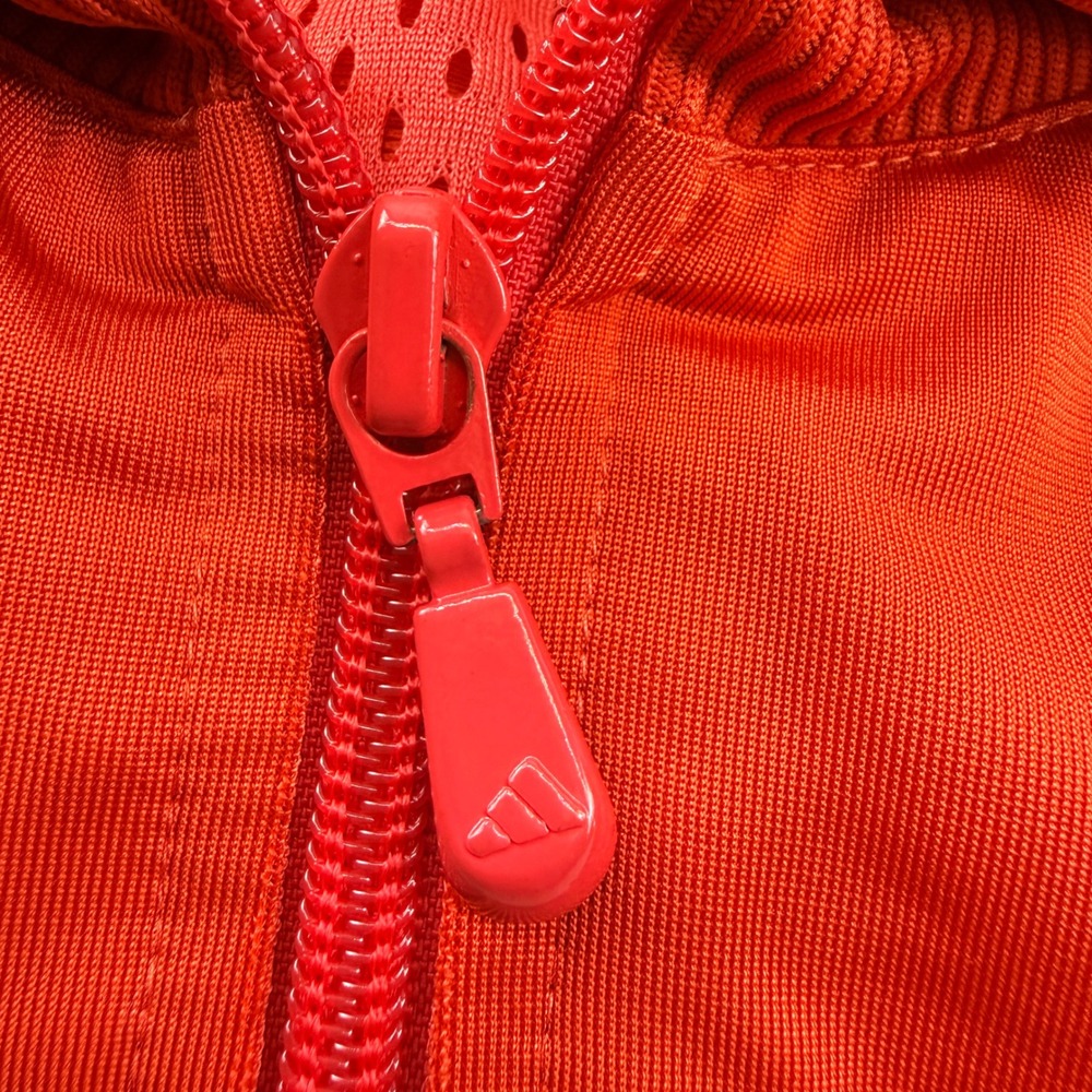 Adidas Red Orange Track Jacket with White Stripes - Picture 5 of 11